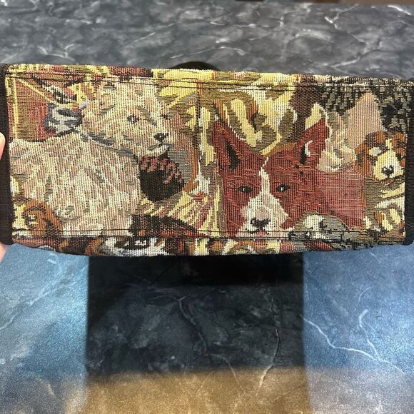 No Brand Vintage Brown Dog Faces Tote with Coin Pouch - Picture 3 of 10